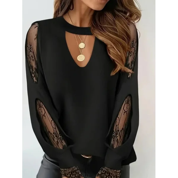 Kadın Uzun Kollu Damla Detaylı Viskon Iki Iplik Bluz