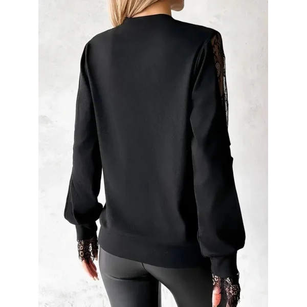 Kadın Uzun Kollu Damla Detaylı Viskon Iki Iplik Bluz