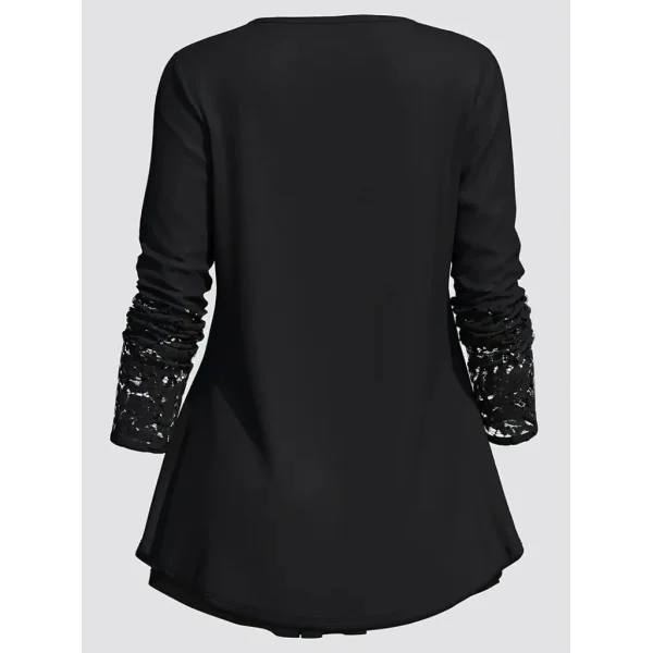 Kadın Uzun Kollu Dantel Detaylı Düğmeli Viskon Bluz