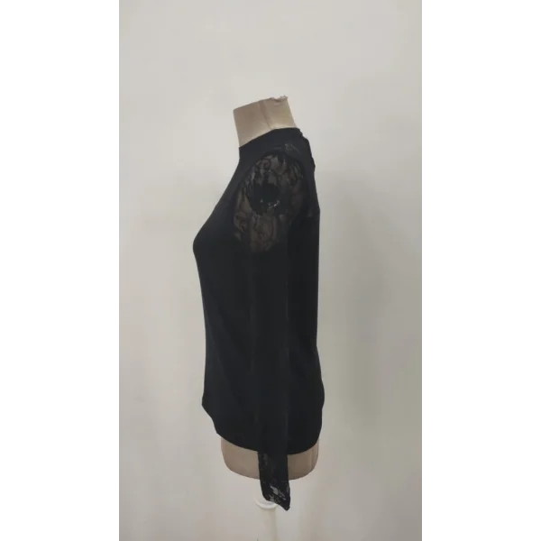 Kadın Uzun Kollu Dantel Detaylı Viskon Bluz