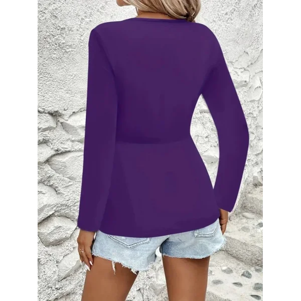 Kadın Uzun Kollu Dekolteli Sarmal Detaylı Viskon Bluz