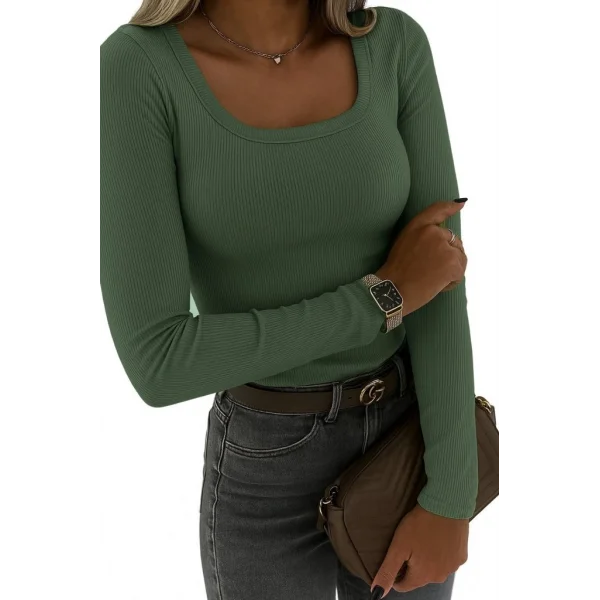 Kadın Uzun Kollu Derin Yuvarlak Yaka Kaşkorse Bluz