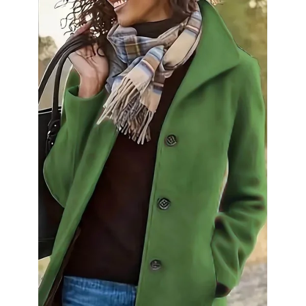 Kadın Uzun Kollu Dik Yakalı önden Düğmeli Kısa Kaşe Kaban