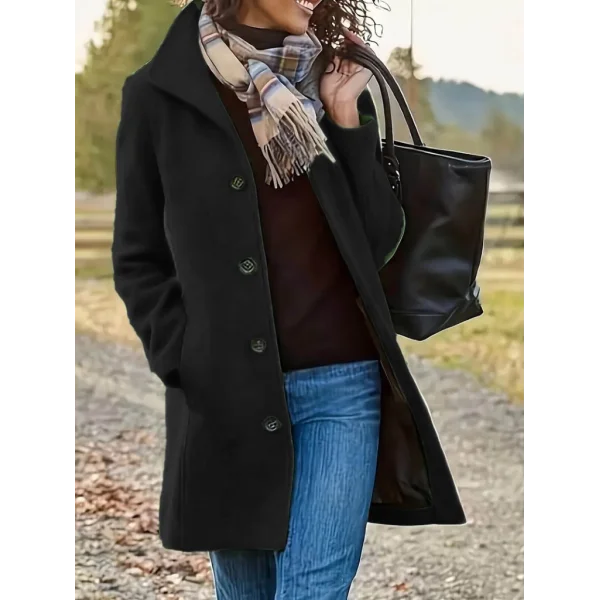 Kadın Uzun Kollu Dik Yakalı önden Düğmeli Kısa Kaşe Kaban