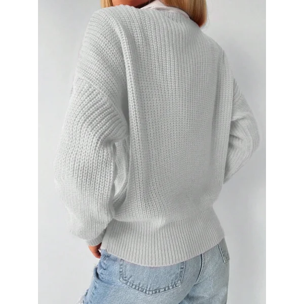 Kadın Uzun Kollu Düğme Detay Triko Bluz