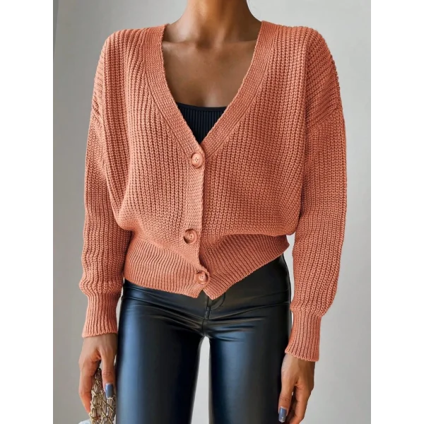 Kadın Uzun Kollu Düğme Detay Triko Bluz