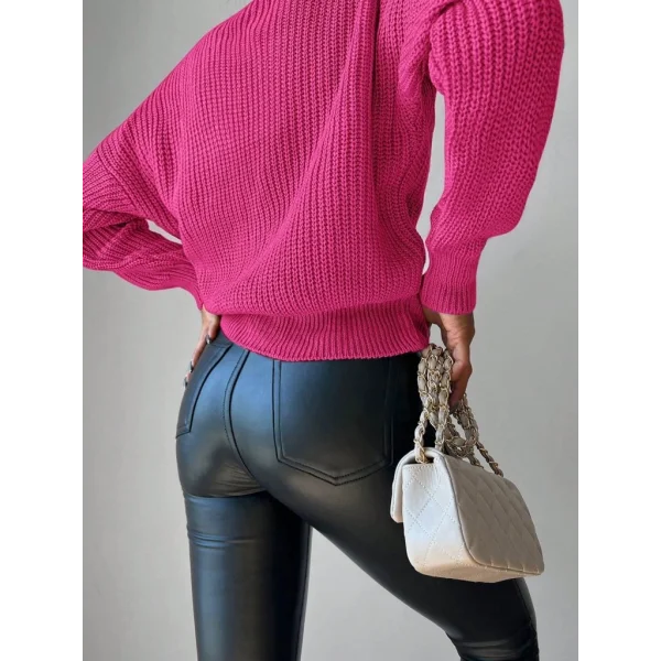 Kadın Uzun Kollu Düğme Detay Triko Bluz