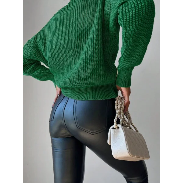 Kadın Uzun Kollu Düğme Detay Triko Hırka