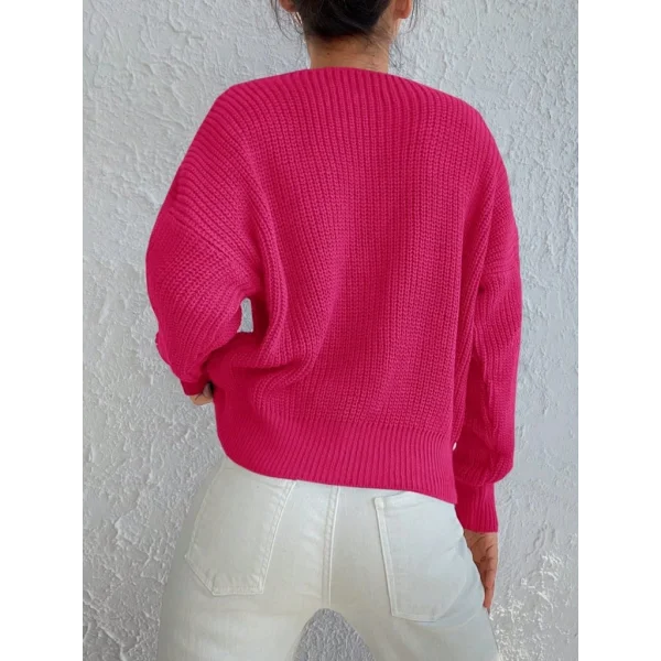 Kadın Uzun Kollu Düğme Detay Triko Hırka