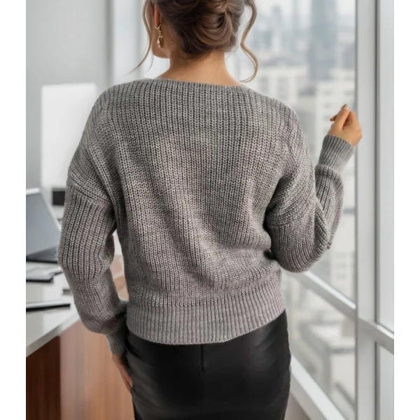 Kadın Uzun Kollu Düğme Detay Triko Hırka