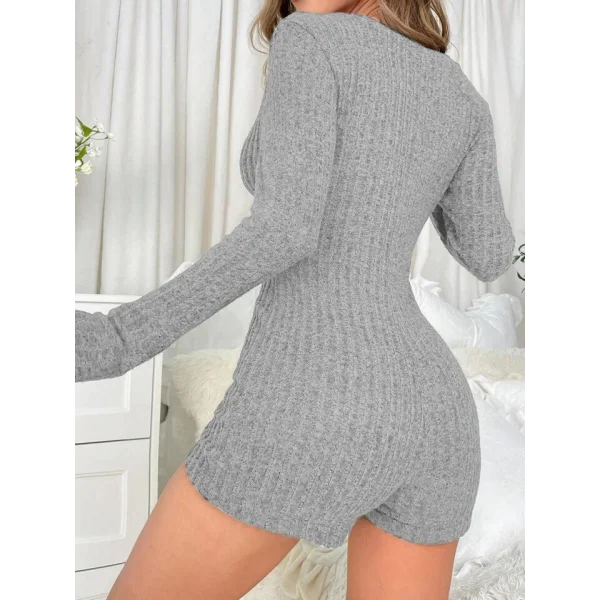 Kadın Uzun Kollu Düğmeli şardonlu Kaşkorse Kısa Tulum