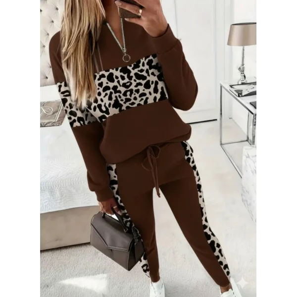 Kadın Uzun Kollu Fermuarlı Karışık Desenli Viskon Iki Iplik Bluz Ve Pantolon Ikili Takım