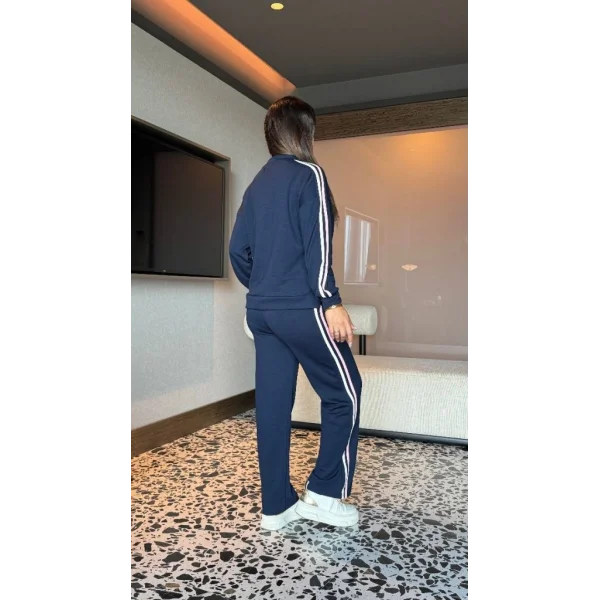 Kadın Uzun Kollu Fermuarlı Viskon Iki Iplik Bluz Ve Pantolon Ikili Takım