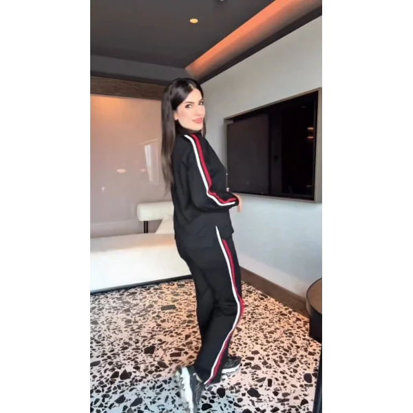 Kadın Uzun Kollu Fermuarlı Viskon Iki Iplik Bluz Ve Pantolon Ikili Takım