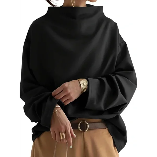 Kadın Uzun Kollu Geniş Balıkçı Yaka Modal Bluz