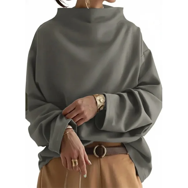 Kadın Uzun Kollu Geniş Balıkçı Yaka Modal Bluz