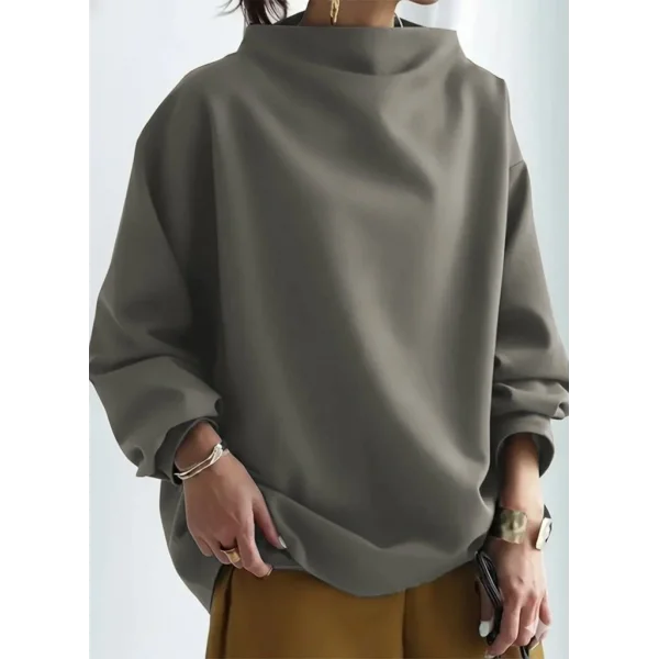 Kadın Uzun Kollu Geniş Balıkçı Yaka Modal Bluz