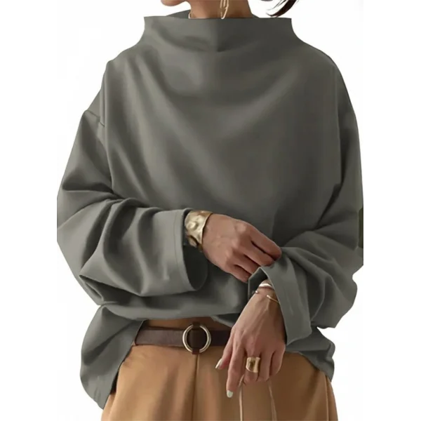 Kadın Uzun Kollu Geniş Balıkçı Yaka Modal Bluz