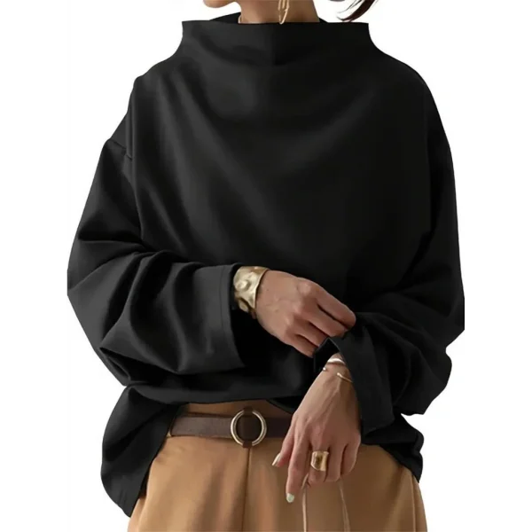 Kadın Uzun Kollu Geniş Balıkçı Yaka Modal Bluz