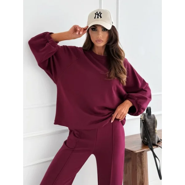 Kadın Uzun Kollu Geniş Kesim Modal Bluz Ve Pantolon Ikili Takım