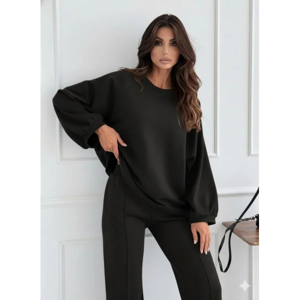 Kadın Uzun Kollu Geniş Kesim Modal Bluz Ve Pantolon Ikili Takım