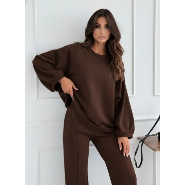 Kadın Uzun Kollu Geniş Kesim Modal Bluz Ve Pantolon Ikili Takım