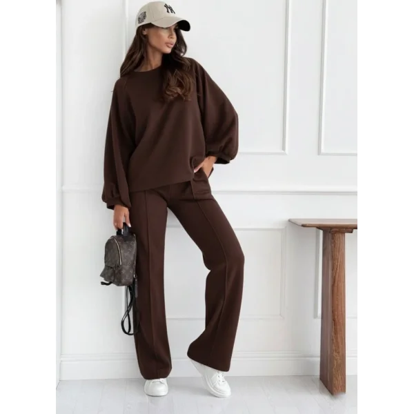 Kadın Uzun Kollu Geniş Kesim Modal Bluz Ve Pantolon Ikili Takım