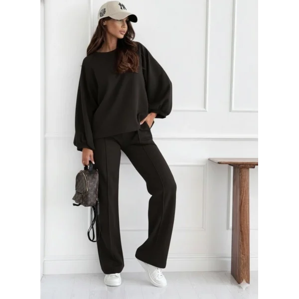 Kadın Uzun Kollu Geniş Kesim Modal Bluz Ve Pantolon Ikili Takım