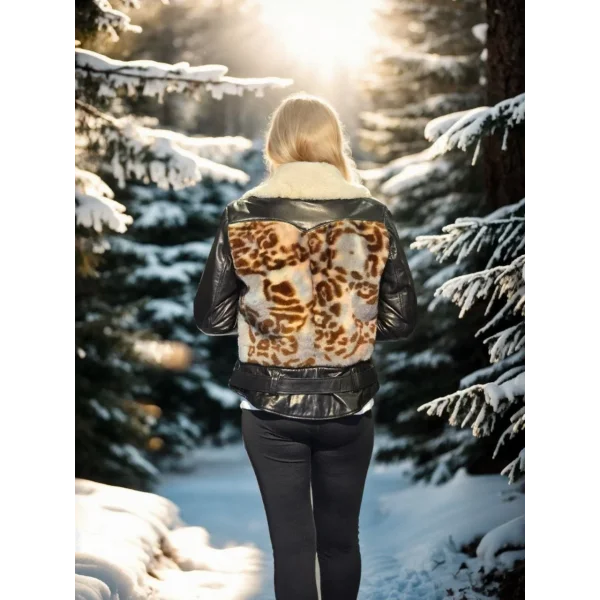 Kadın Uzun Kollu Hakiki Deri Kürk - Siyah