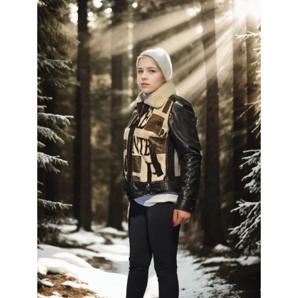 Kadın Uzun Kollu Hakiki Deri Kürk - Siyah