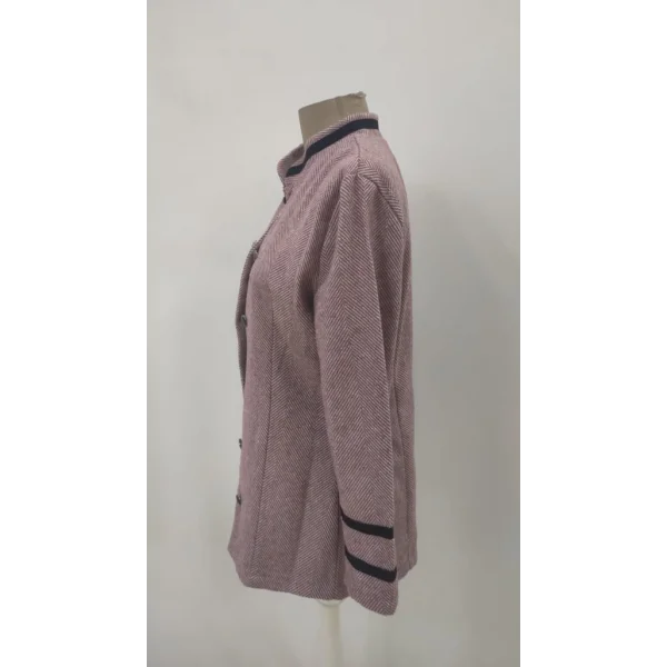 Kadın Uzun Kollu Hakim Yaka Düğme Detaylı Mini Dokuma Ceket