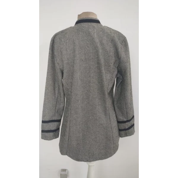 Kadın Uzun Kollu Hakim Yaka Düğme Detaylı Mini Dokuma Ceket