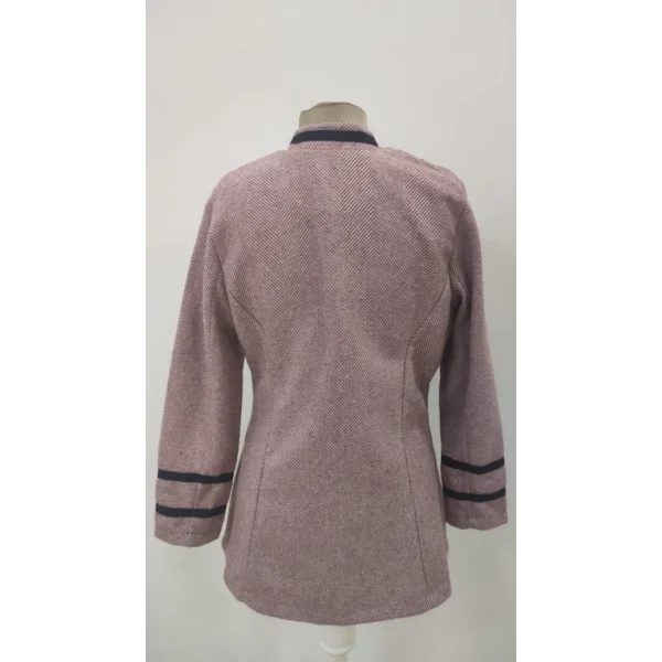 Kadın Uzun Kollu Hakim Yaka Düğme Detaylı Mini Dokuma Ceket