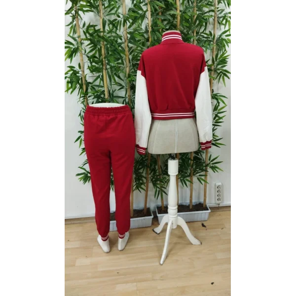 Kadın Uzun Kollu Hakim Yaka önden Düğmeli Ceket Pantolon şardonlu Iki Iplik Ikili Takım