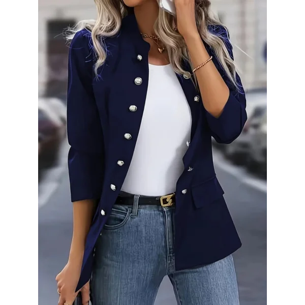 Kadın Uzun Kollu Hakim Yaka önden Düğmeli Kısa Atlas Ceket
