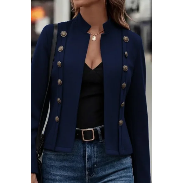 Kadın Uzun Kollu Hakim Yaka Yanlardan Düğmeli Kısa Süet Ceket