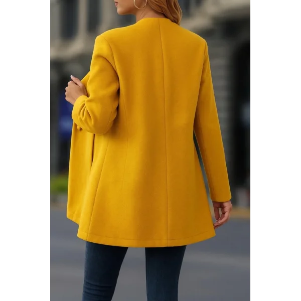 Kadın Uzun Kollu Hakim Yakalı önden Düğmeli Cep Detaylı Kısa Kaşe Kaban