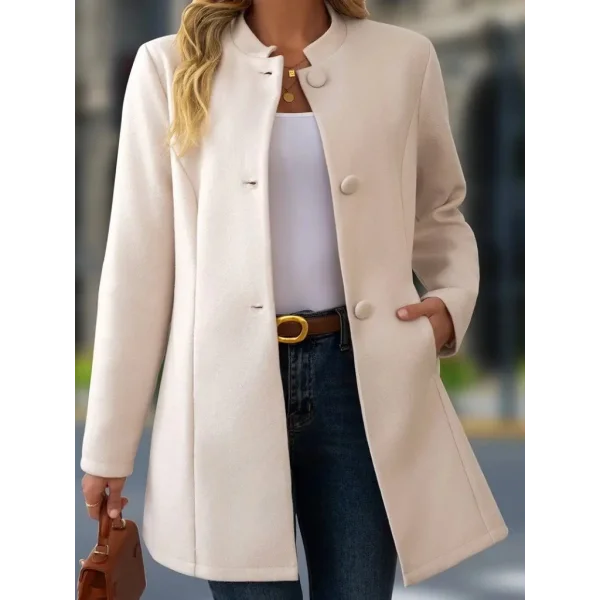 Kadın Uzun Kollu Hakim Yakalı önden Düğmeli Cep Detaylı Kısa Kaşe Kaban