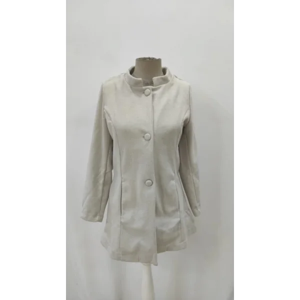 Kadın Uzun Kollu Hakim Yakalı önden Düğmeli Cep Detaylı Kısa Kaşe Kaban