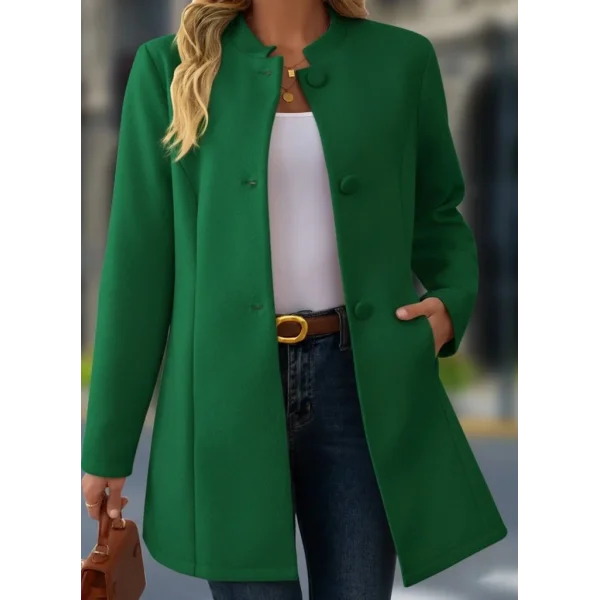 Kadın Uzun Kollu Hakim Yakalı önden Düğmeli Cep Detaylı Kısa Taba Kaşe Kaban