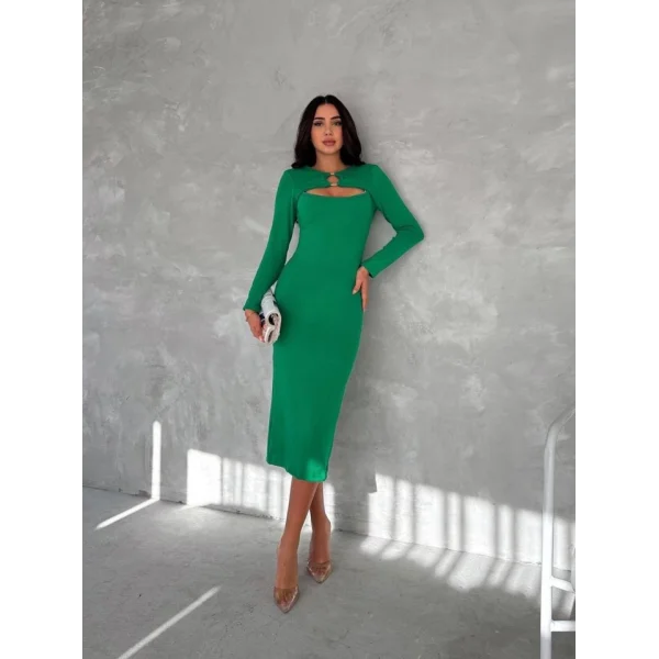 Kadın Uzun Kollu Halka Ve Pencere Dekolte Detay Fırsat ürün idi Boy Elbise