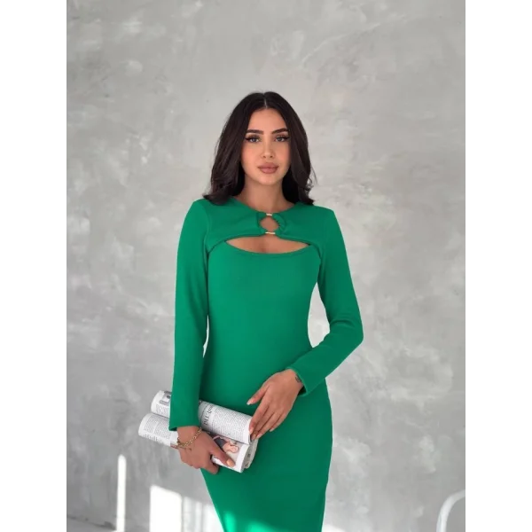 Kadın Uzun Kollu Halka Ve Pencere Dekolte Detay Fırsat ürün idi Boy Elbise