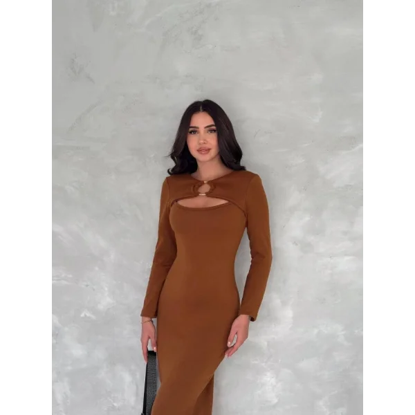 Kadın Uzun Kollu Halka Ve Pencere Dekolte Detay Fırsat ürün idi Boy Elbise