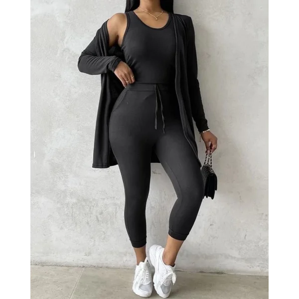 Kadın Uzun Kollu Hırka Atlet Ve Eşofman Yün Viskon üçlü Takım