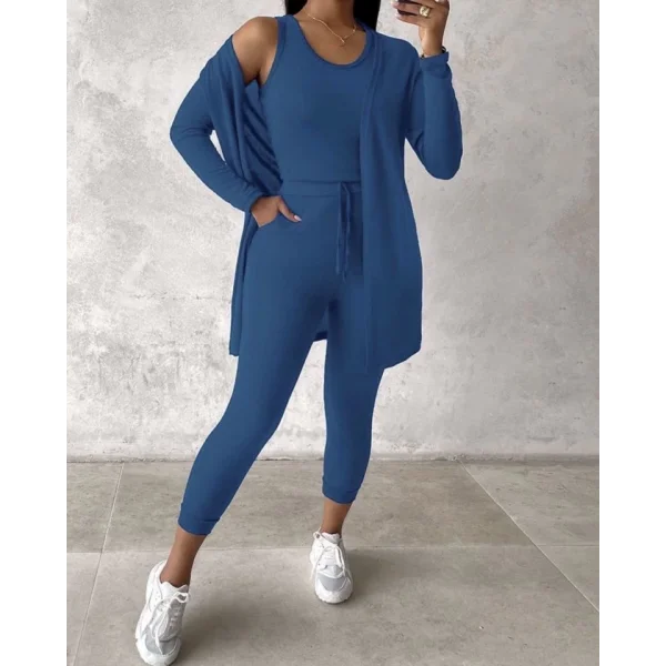 Kadın Uzun Kollu Hırka Atlet Ve Eşofman Yün Viskon üçlü Takım