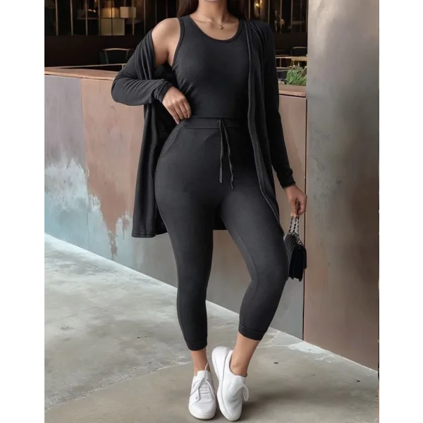 Kadın Uzun Kollu Hırka Atlet Ve Eşofman Yün Viskon üçlü Takım