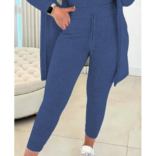 Kadın Uzun Kollu Hırka Atlet Ve Eşofman Yün Viskon üçlü Takım