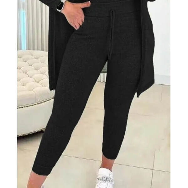 Kadın Uzun Kollu Hırka Atlet Ve Eşofman Yün Viskon üçlü Takım