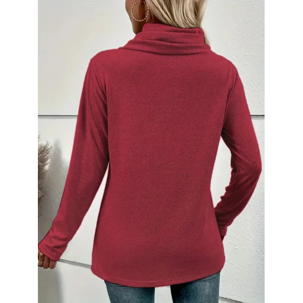 Kadın Uzun Kollu Kapişon Yaka Düğmeli Yumoş Bluz