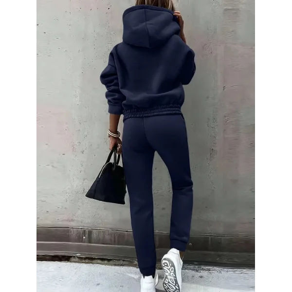 Kadın Uzun Kollu Kapşonlu Alt Ve üst Iki Iplik şardonlu Eşofman Takım